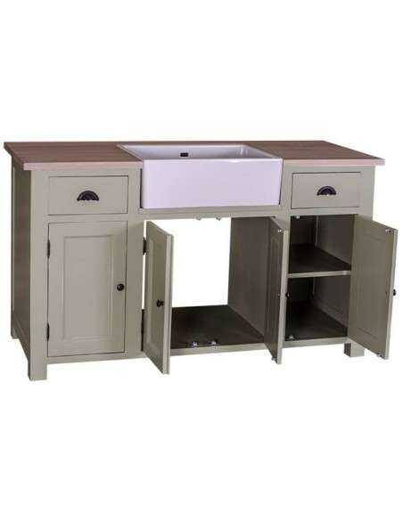 Modulo cucina rustica 155 cm per lavello in ceramica MS199