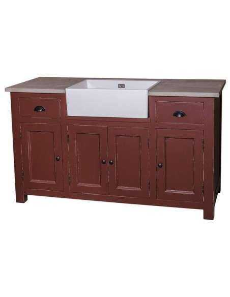 Modulo cucina rustica 155 cm per lavello in ceramica MS199