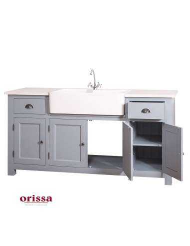 Cucina rustica 180 cm in legno per lavello ceramica MS683