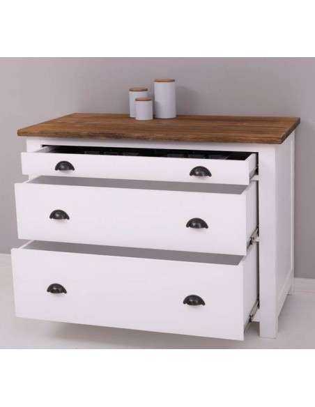 Modulo cassetti posate e dispensa per cucina country in legno colorato MS702