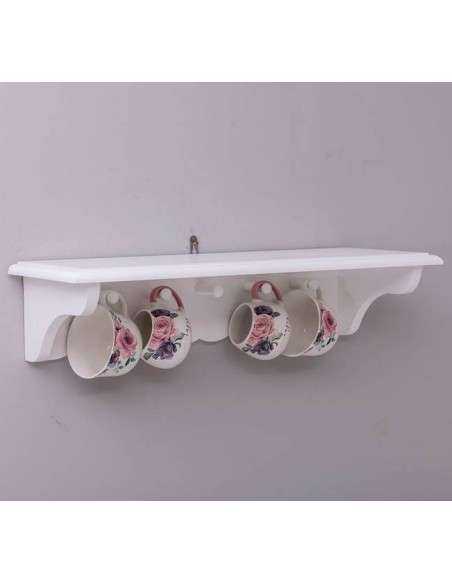 mensola in legno con ganci colorata provenzale MS286