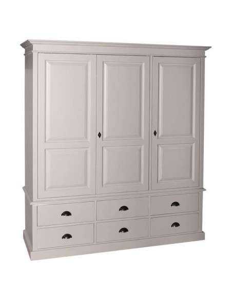 Armadio guardaroba country in legno a tre ante e cassetti  MS363