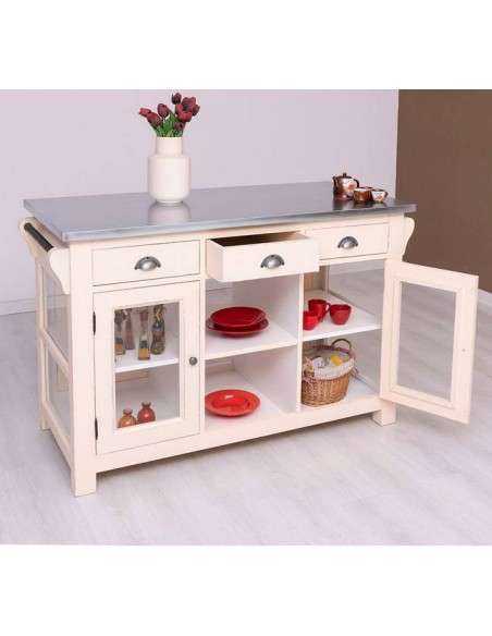 Isola cucina shabby chic 135 cm in legno colorato MS530