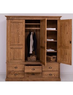 Armadio guardaroba country in legno a tre ante e cassetti  MS363 2