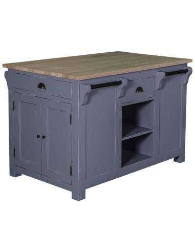 Cucina isola centrale legno stile provenzale colorato MS360