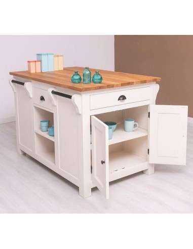 Cucina isola centrale legno stile provenzale colorato MS360