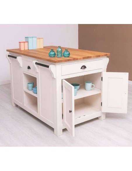 Cucina isola centrale legno stile provenzale colorato MS360