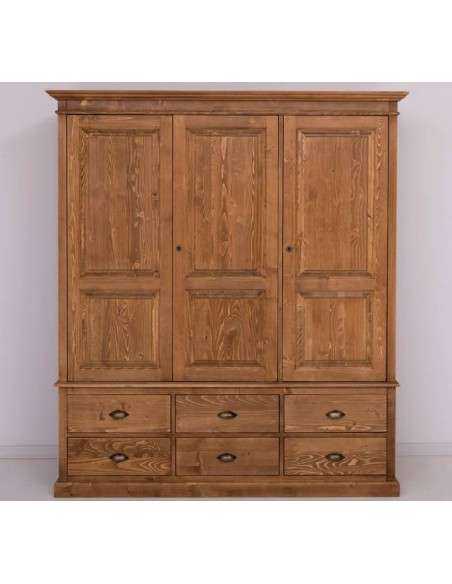 Armadio guardaroba country in legno a tre ante e cassetti  MS363