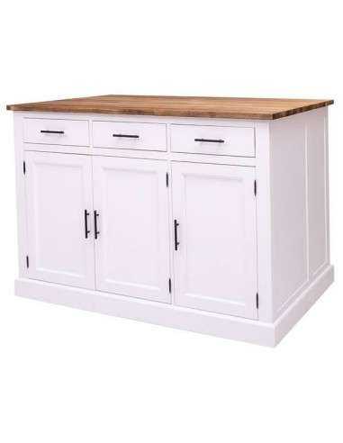 Bancone cucina isola centrale con cassetti e ante in legno stile country MS705