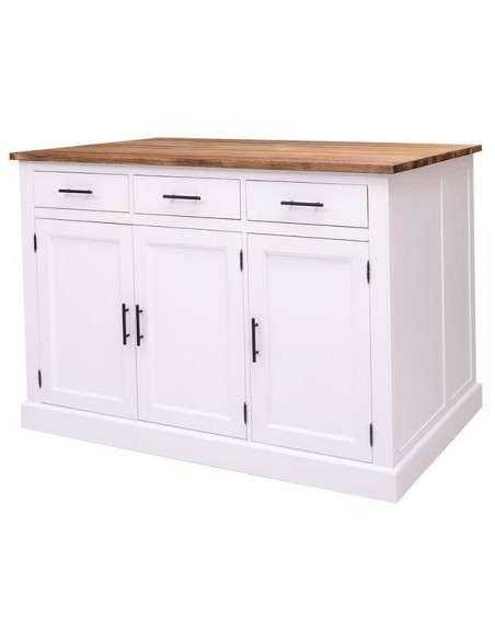 Bancone cucina isola centrale con cassetti e ante in legno stile country MS705