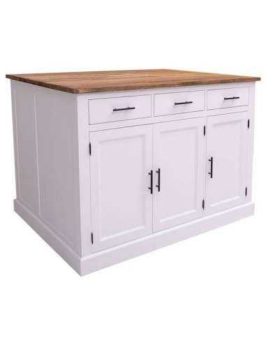 Bancone cucina isola centrale con cassetti e ante in legno stile country MS705