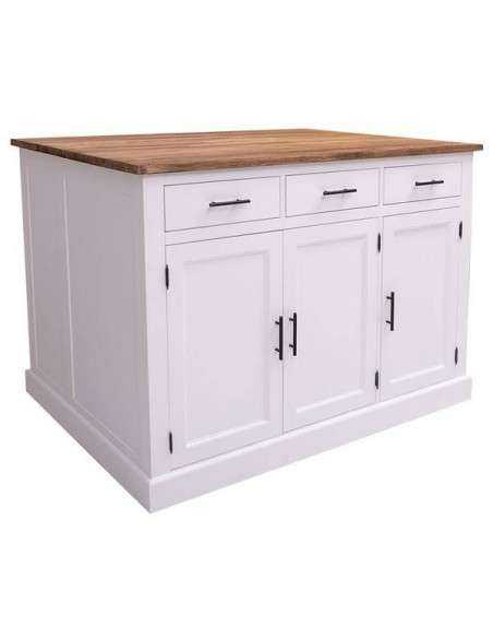 Bancone cucina isola centrale con cassetti e ante in legno stile country MS705