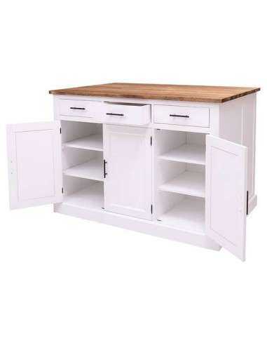 Bancone cucina isola centrale con cassetti e ante in legno stile country MS705