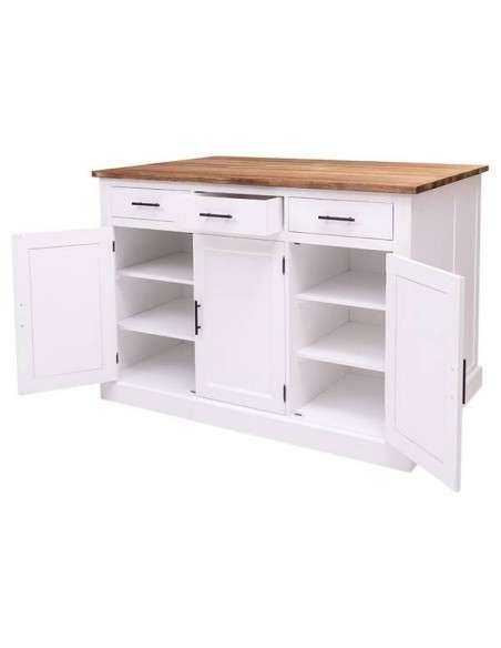 Bancone cucina isola centrale con cassetti e ante in legno stile country MS705