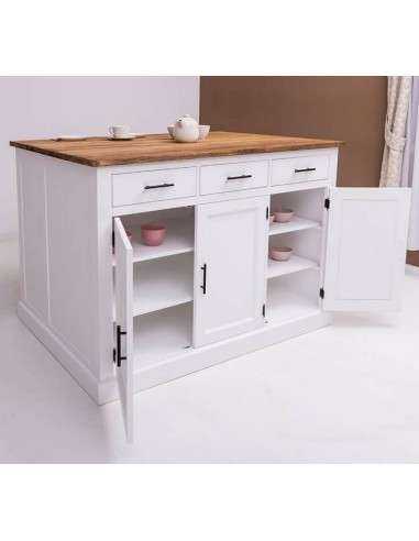 Bancone cucina isola centrale con cassetti e ante in legno stile country MS705