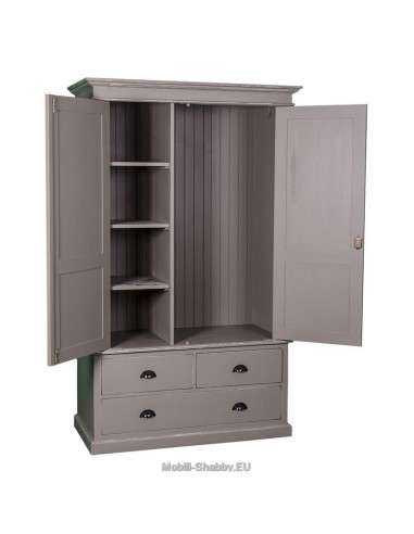 Armadio shabby chic doppia ante e cassetti MS127