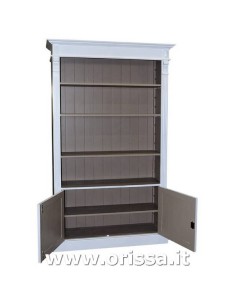 Libreria in legno colorata con antine e mensole stile country e nordico MS160 2