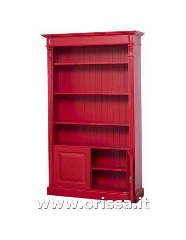 Libreria in legno colorata con antine e mensole stile country e nordico MS160