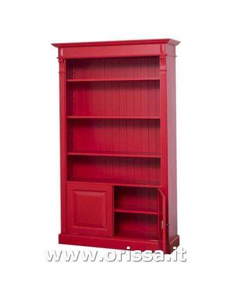 Libreria in legno colorata con antine e mensole stile country e nordico MS160