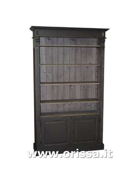 Libreria in legno colorata con antine e mensole stile country e nordico MS160