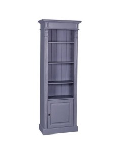 Libreria in legno colorata con antina e ripiani stile country e nordico MS176