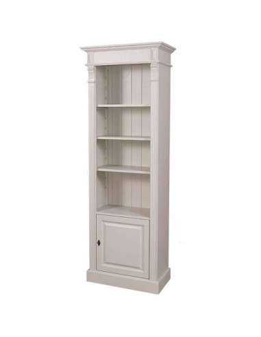 Libreria in legno colorata con antina e ripiani stile country e nordico MS176