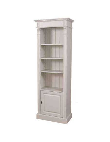 Libreria in legno colorata con antina e ripiani stile country e nordico MS176