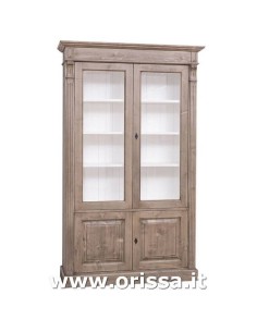 Libreria in legno colorata con 4 ante e ripiani interni stile country e nordico MS177