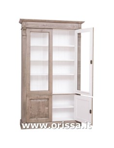 Libreria in legno colorata con 4 ante e ripiani interni stile country e nordico MS177 2