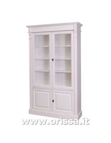 Libreria in legno colorata con 4 ante e ripiani interni stile country e nordico MS177