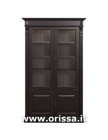 Libreria in legno colorata con 4 ante e ripiani interni stile country e nordico MS177