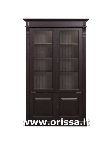 Libreria in legno colorata con 4 ante e ripiani interni stile country e nordico MS177