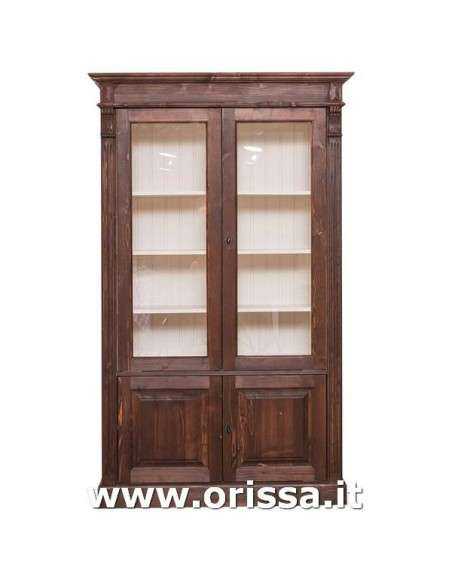 Libreria in legno colorata con 4 ante e ripiani interni stile country e nordico MS177