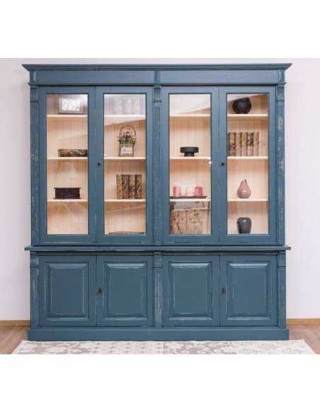 Libreria country legno di pino colorata o grezza 223cm MS72B+72S