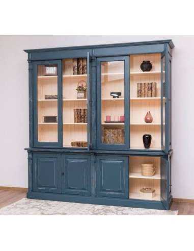 Libreria country legno di pino colorata o grezza 223cm MS72B+72S
