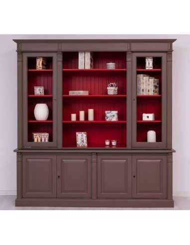 Libreria country legno di pino rustica o colorata 223cm MS72B+57S