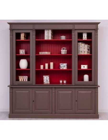 Libreria country legno di pino rustica o colorata 223cm MS72B+57S