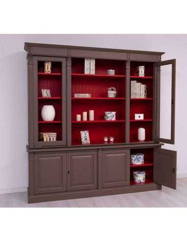 Libreria country legno di pino rustica o colorata 223cm MS72B+57S