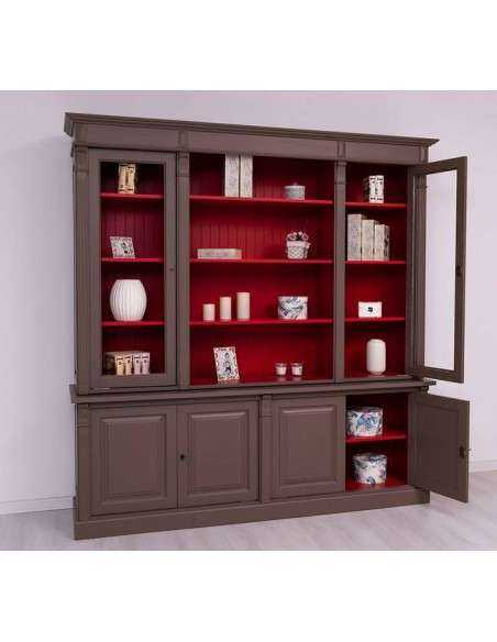 Libreria country legno di pino rustica o colorata 223cm MS72B+57S