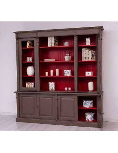 Libreria country legno di pino rustica o colorata 223cm MS72B+57S
