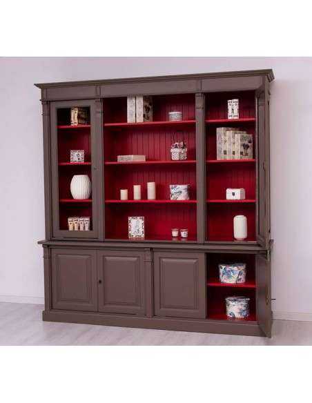 Libreria country legno di pino rustica o colorata 223cm MS72B+57S