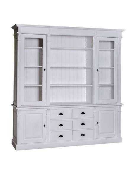 Libreria country legno di pino rustica o colorata con cassetti 223cm MS295B+57S