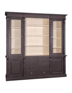 Libreria country legno di pino rustica o colorata con cassetti 223cm MS295B+57S 2