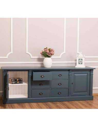 Libreria country legno di pino rustica o colorata con cassetti 223cm MS295B+57S