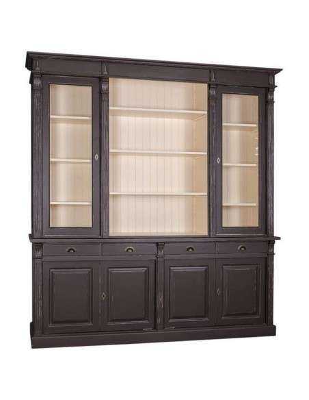 Libreria country legno di pino rustica o colorata con cassetti 223cm MS16B+57S