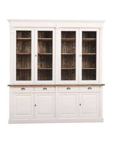 Libreria country chiusa legno di pino rustica o colorata con cassetti 223cm MS16B+72S
