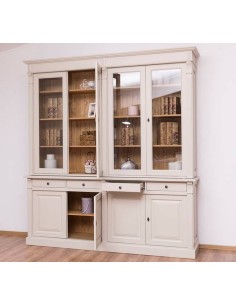 Libreria country chiusa legno di pino rustica o colorata con cassetti 223cm MS16B+72S 2