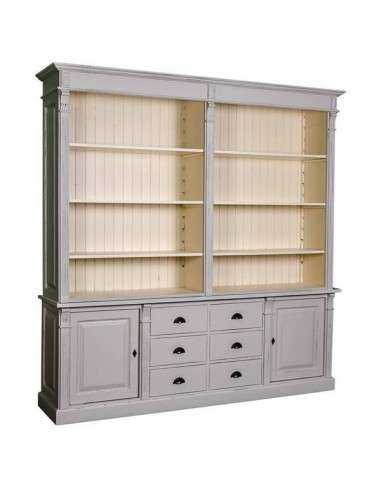 Libreria country legno di pino rustica o colorata con cassetti 223cm MS295B+294S