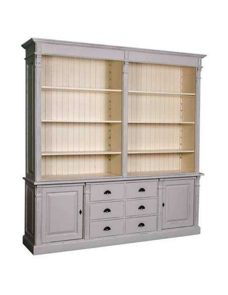 Libreria country legno di pino rustica o colorata con cassetti 223cm MS295B+294S