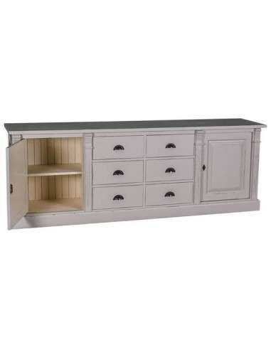 Libreria country legno di pino rustica o colorata con cassetti 223cm MS295B+72S